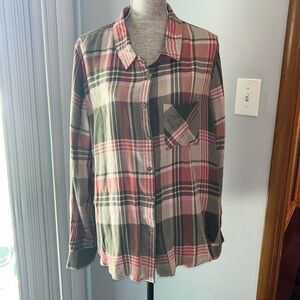 SHYANNE WOMEN'S PLAID PRINT LONG SLEEVE FLANNEL BUTTON DOWN SHIRT SIZE XXL